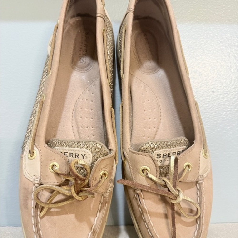 Sperry Women's Cream Loafers with Gold Accents